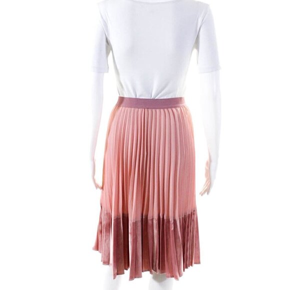 Pinko Italy Pleated Velvet Midi Skirt Pink 2 4 NWOT - Picture 5 of 9